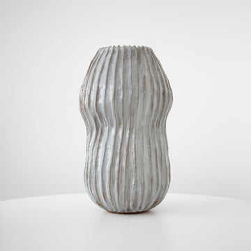 White Carved Lines Vessel