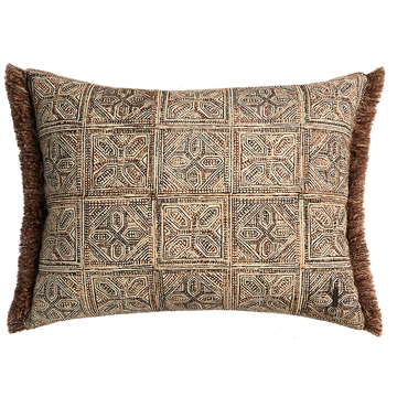 Batik Block Print Cushion with Fringing
