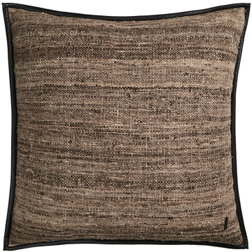 Wild Silk Cushion with Leather Trim